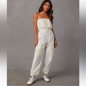 Strapless Cream Jumpsuit